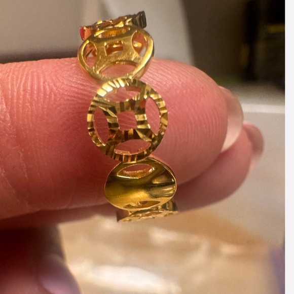 18K Pure Gold Money Catcher Ring / Size 7.5 - Picture 6 of 11
